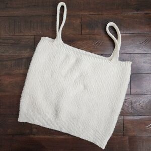 Willow & Wind Cream Fuzzy Knit Y2K Tank Top Crop Sweater Small Coquette Girl